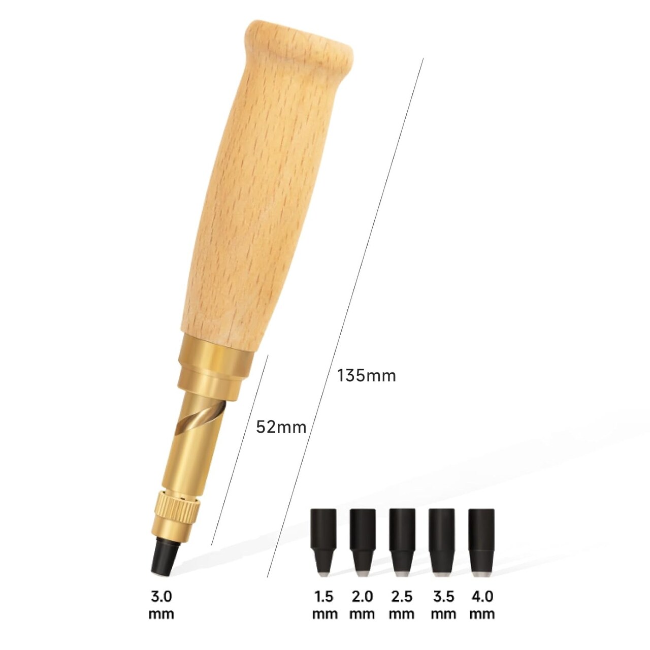 Kearing® Economy Screw Punch for Paper & Leather, Adjustable Leather Hole Punch with 6 Sizes